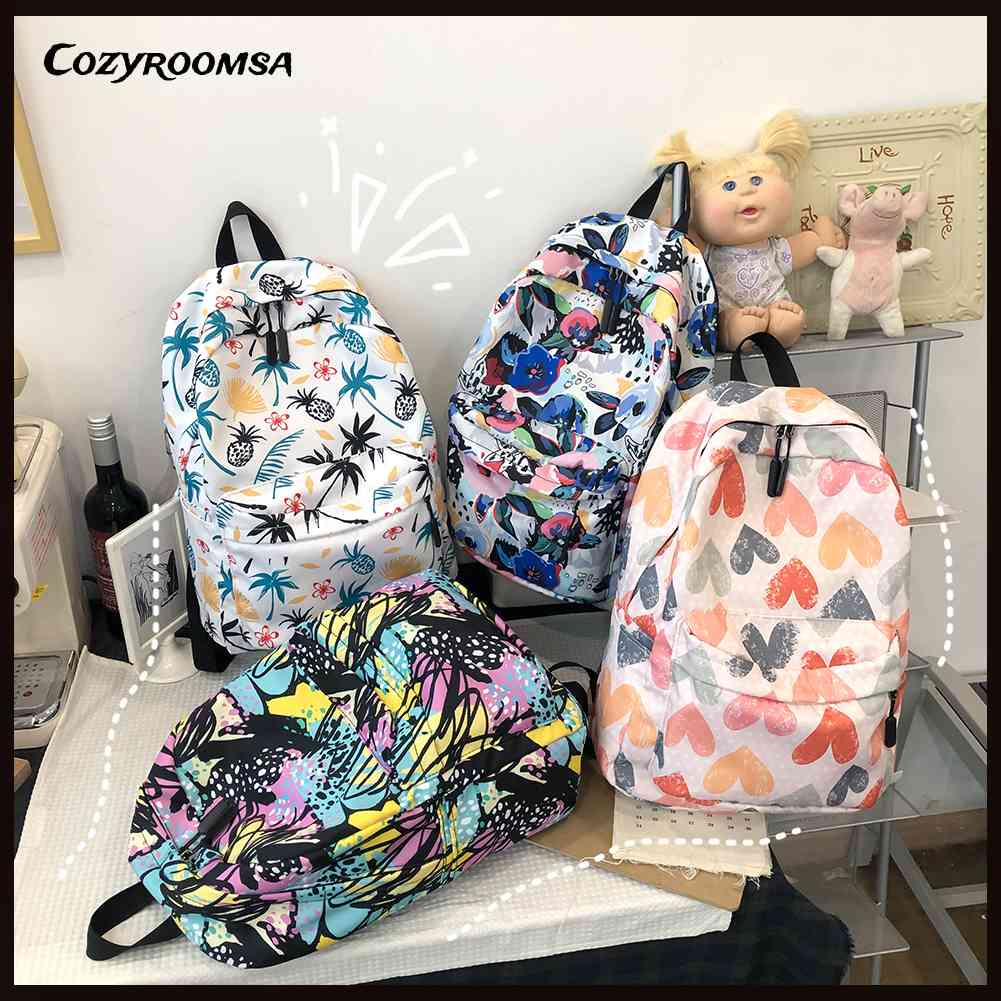 Ba Lô Lớn In Họa Tiết Hoạt Hình Graffiti Phong Cách Preppy Cho Nữ