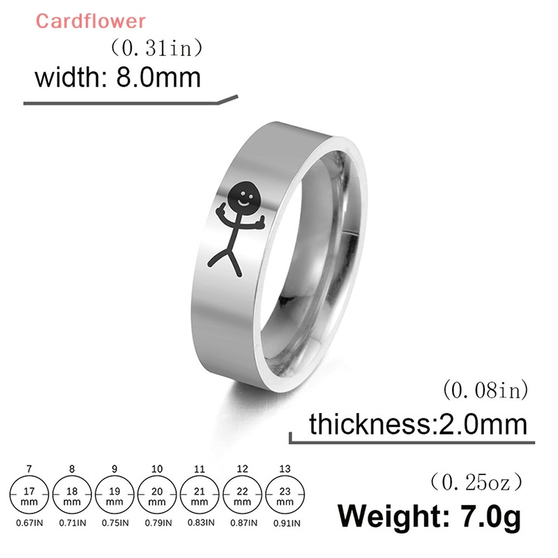 < Cardflower > Nhẫn Thép Titan Hình Vẽ Nguệch Ngoạc Đơn Giản Vui Nhộn Hợp Xu Hướng Cho Cặp Đôi Tiệc Tùng Mới