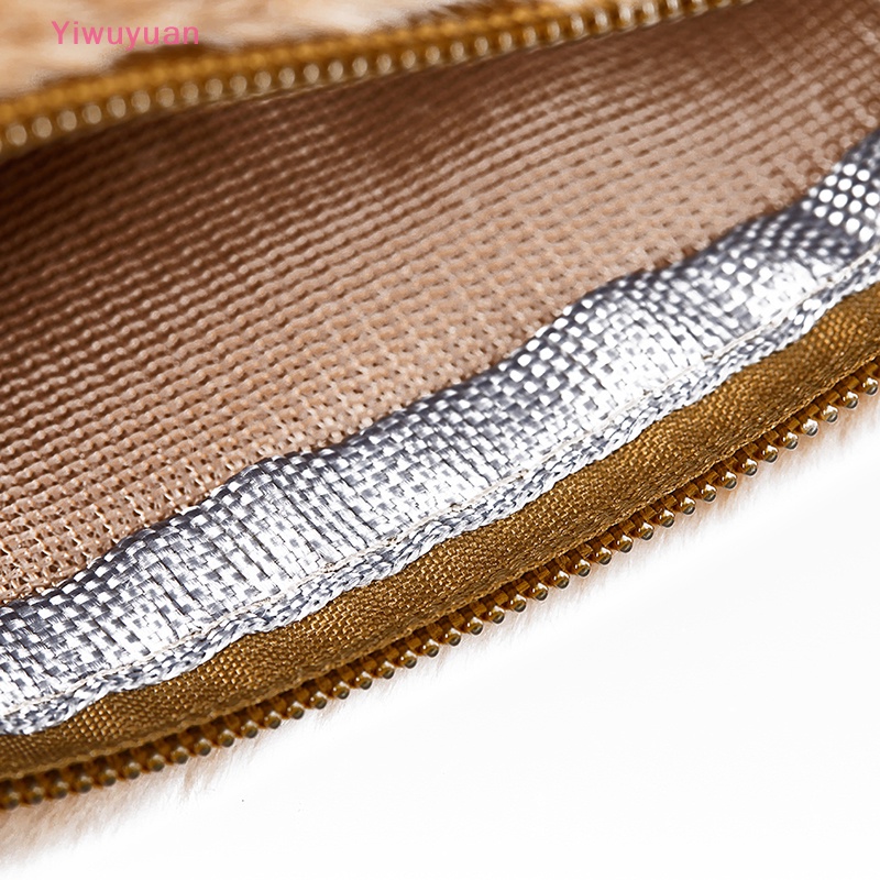 < Yiwuyuan > Túi Đeo Vai / Kẹp Nách Mini Phủ Lông Giả Mềm Mại In Họa Tiết Da Báo Thời Trang Mùa