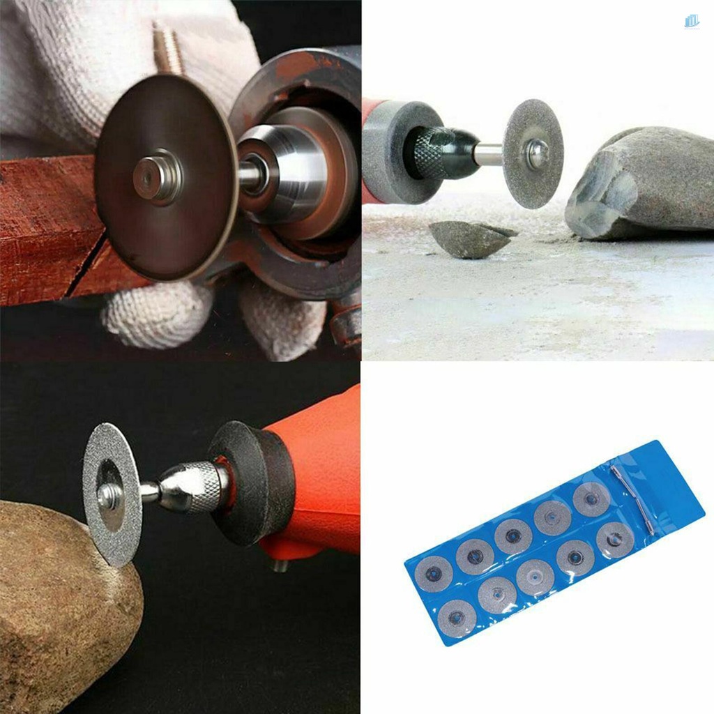 Bộ 10 Đĩa Cắt Kim Cương 20mm / 0.79in (s2mwvn) Kèm 2 Trục Nối