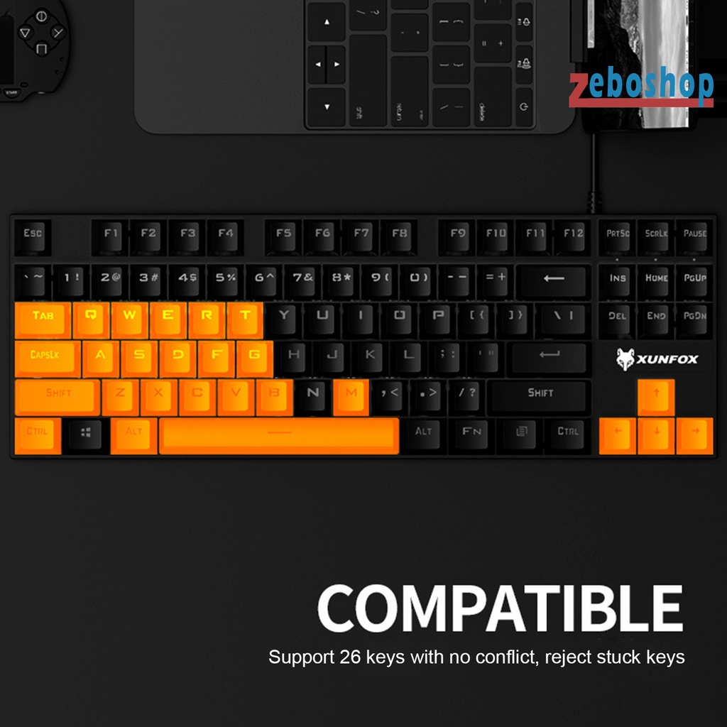 Bàn Phím Cơ K80 87 Phím Có Đèn Nền Chống Trượt Nhiều Màu Sắc Dành Cho Game Thủ