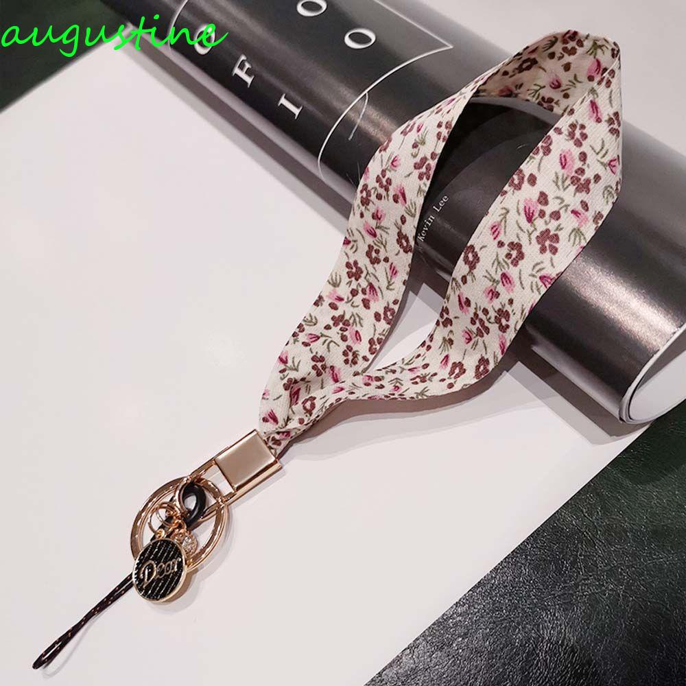 Dây Đeo Điện Thoại Lụa Ngắn In Họa Tiết Hoa Có Ngăn Đựng Thẻ Cho Nam Nữ