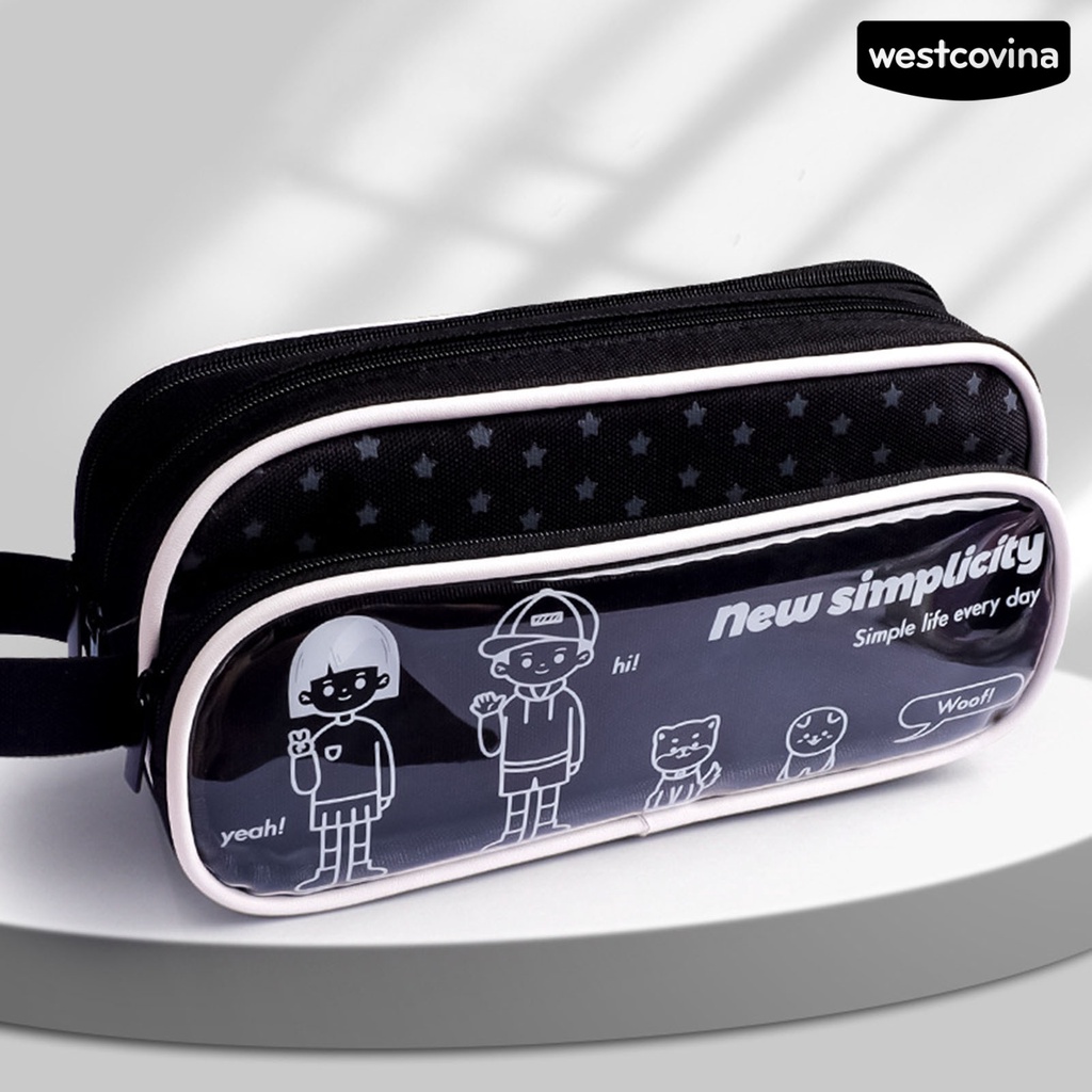 [COD]♪Túi Đựng Bút 3 Ngăn Bằng Vải Canvas Nhỏ Gọn Sức Chứa Lớn