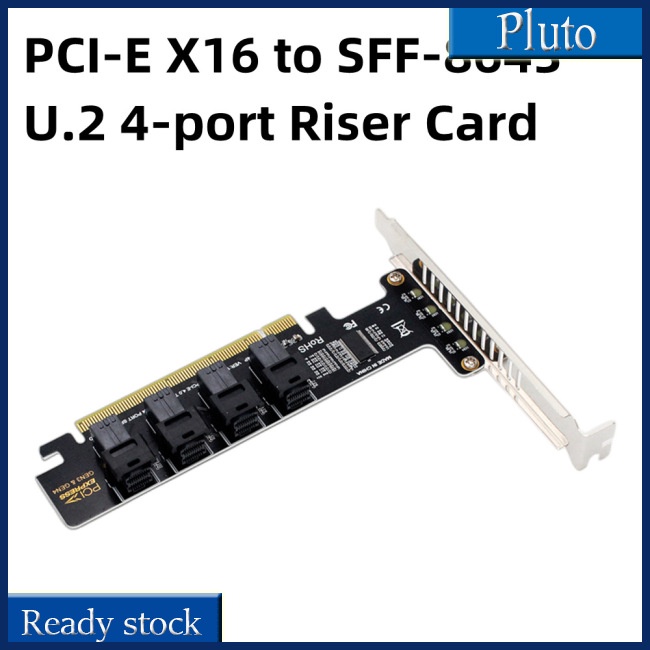 Thẻ Mở Rộng Pcie X16 Sang 4 Cổng U.2 Nvme Sff-8643 Sff-8639 Pci-e 4.0 T3eb Có Đèn Led