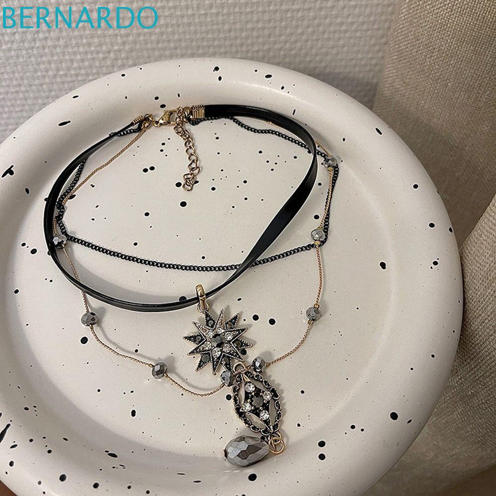 Dây Chuyền Da Nhiều Lớp Mặt Hình Giọt Nước Thời Trang Cho Nữ|Vòng Cổ Choker Thời Trang Cho Nữ