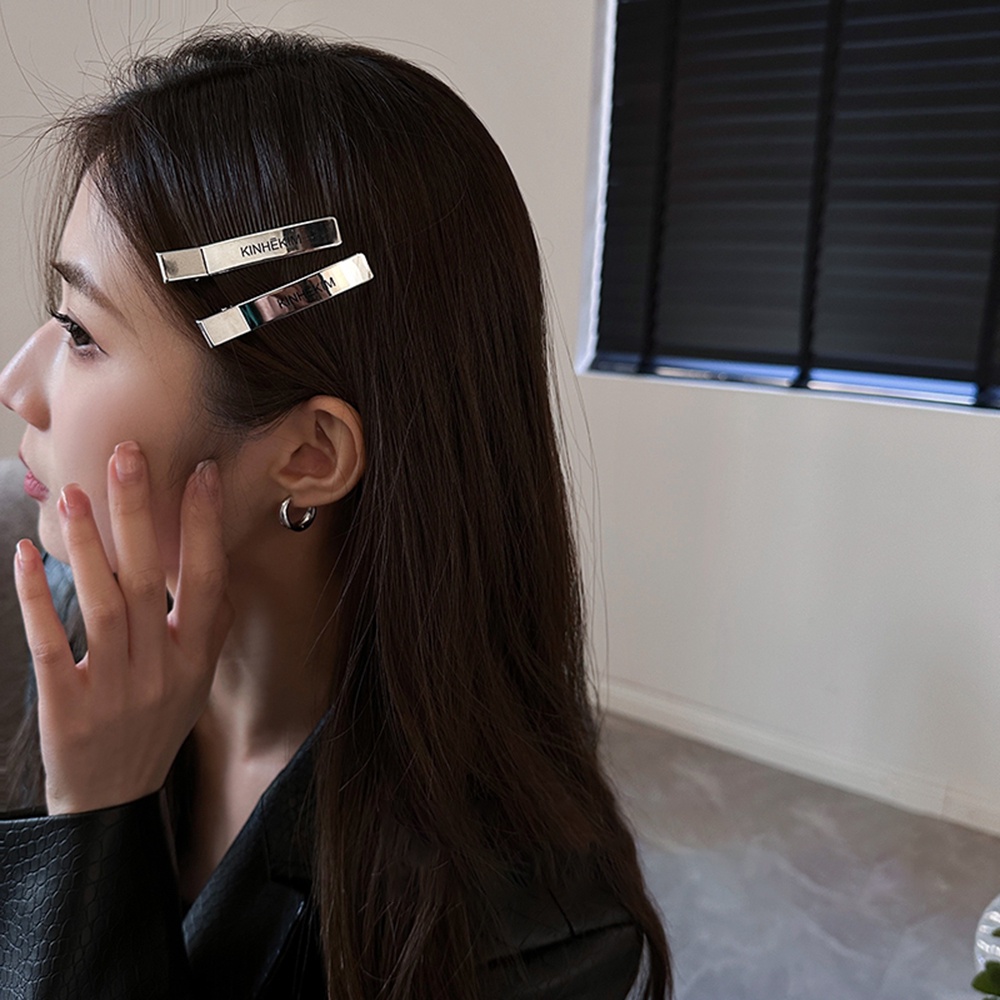 Kẹp Tóc Dạng Cá Sấu Phẳng Bằng Kim Loại Màu Bạc DIY