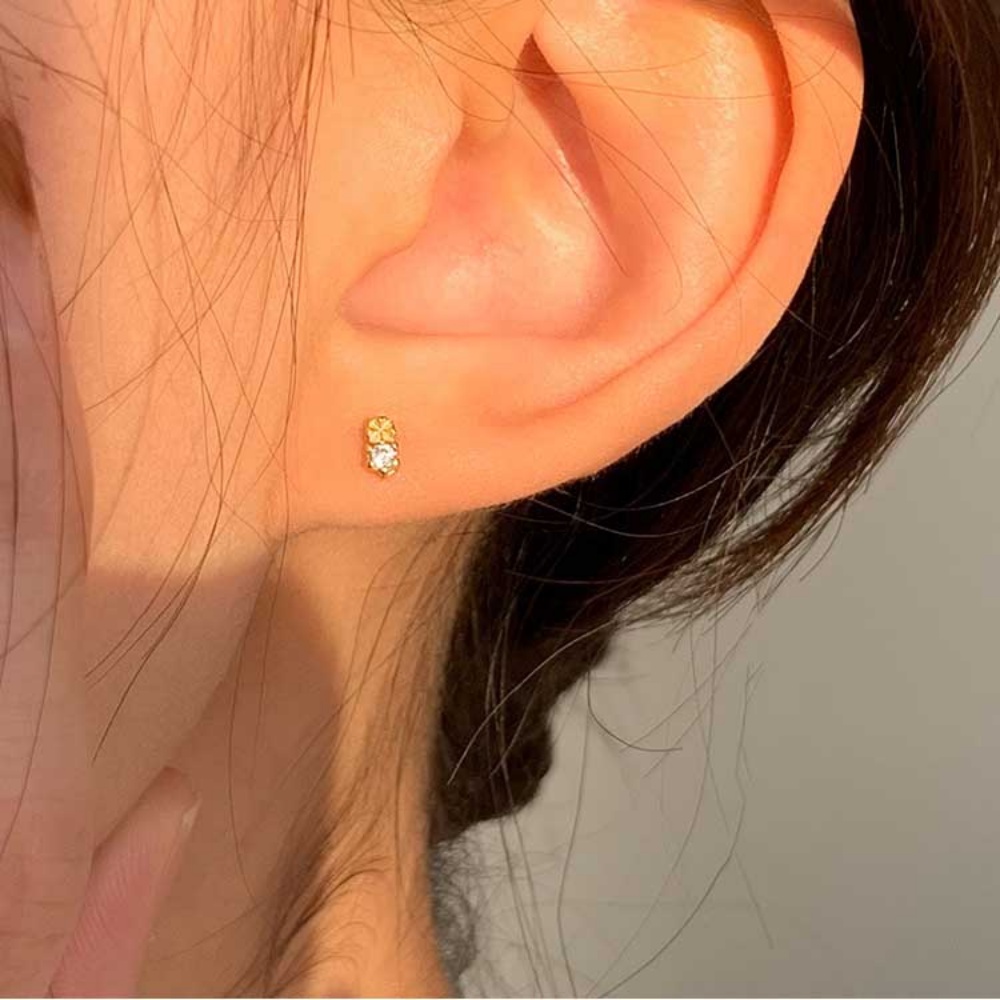 Bông Tai Bằng Thép Titan Đính Đá Zircon Thời Trang Thanh Lịch Dành Cho Nữ