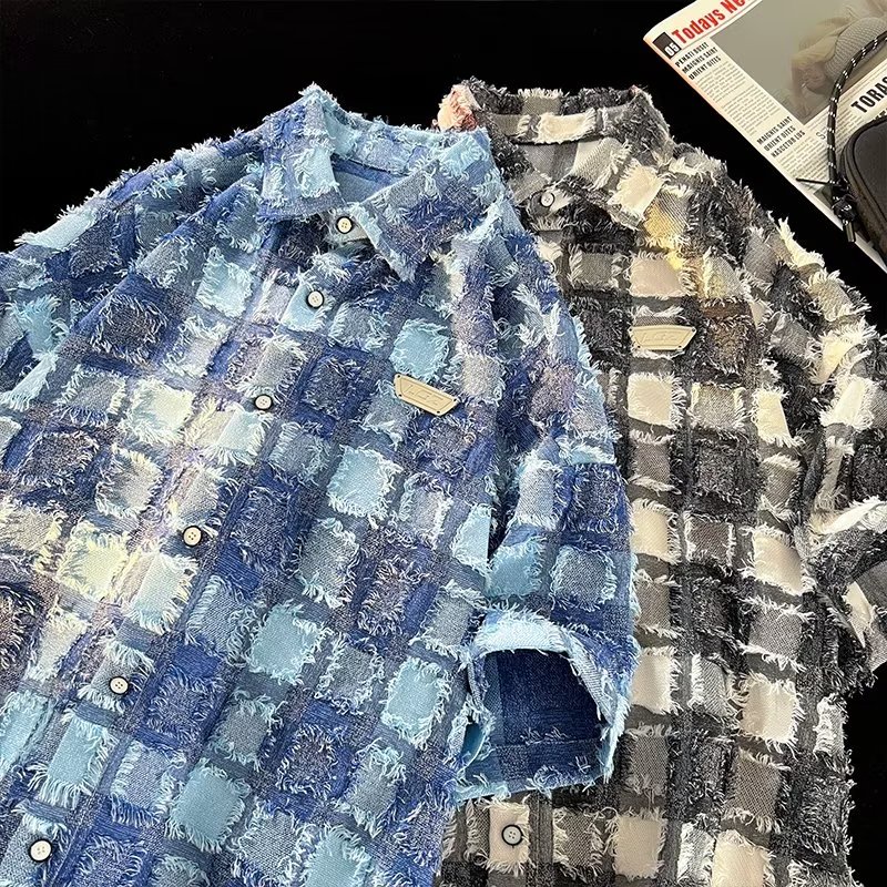 Áo Sơ Mi Nam Ca Rô Ngắn Tay Cổ Bẻ Thời Trang