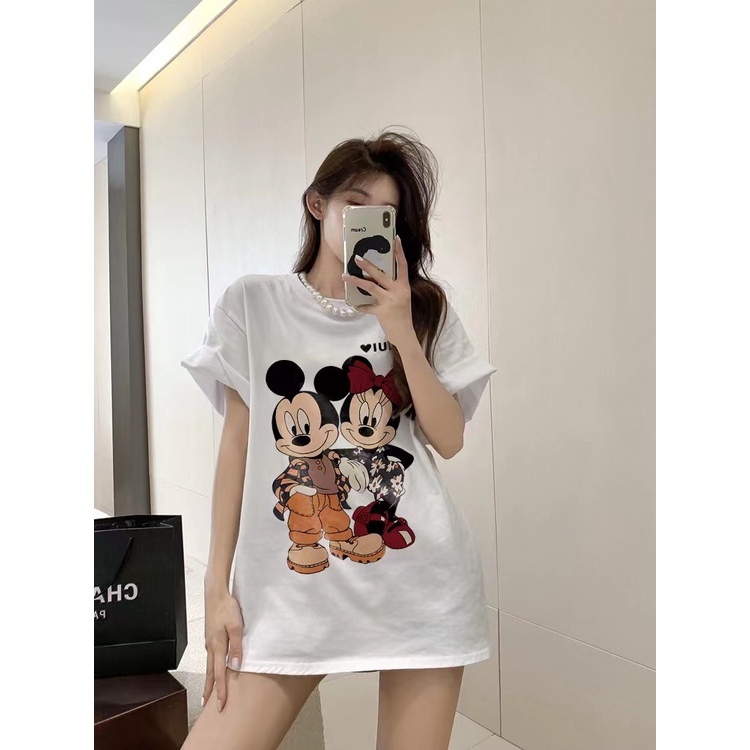 Áo Thun Tay Ngắn Dáng Rộng Chất Liệu Cotton In Họa Tiết Hoạt Hình Thời Trang Mùa