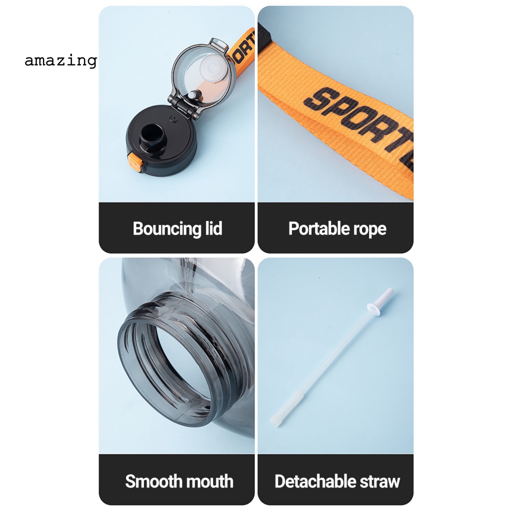 Bình Đựng Nước Chống Biến Dạng Có Nắp Chống Tràn Kèm Dây Đeo Cho Văn Phòng