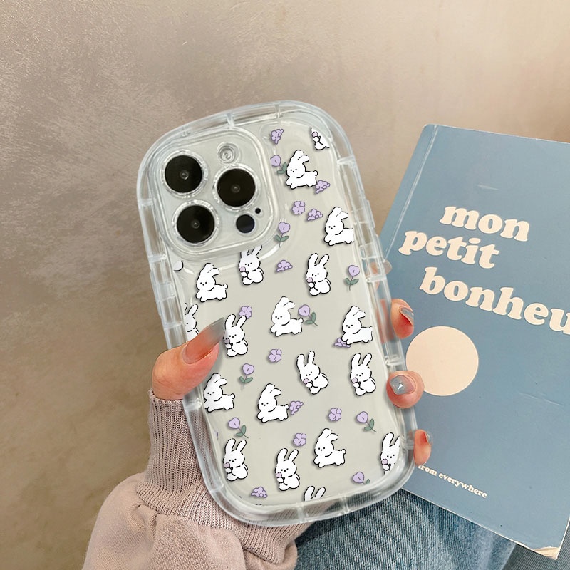 Ốp Điện Thoại TPU Silicone Mềm Trong Suốt Chống Sốc In Hình Thỏ Cho IPhone 14 11 13 12 Pro XS Max X XR 7 + 8 Plus