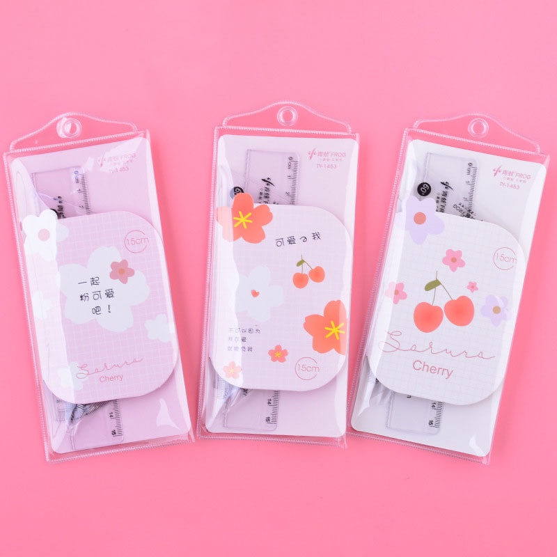 Set 4 Thước Kẻ Trong Suốt Hình Tam Giác 15cm
