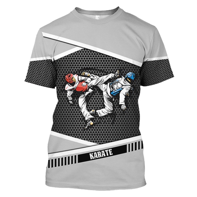 Men's fistfight karate training quần áo t áo sơ mi trẻ em thể dục ngoài trời thể thao tay ngắn mùa hè thường o-cổ áo rộng 6x