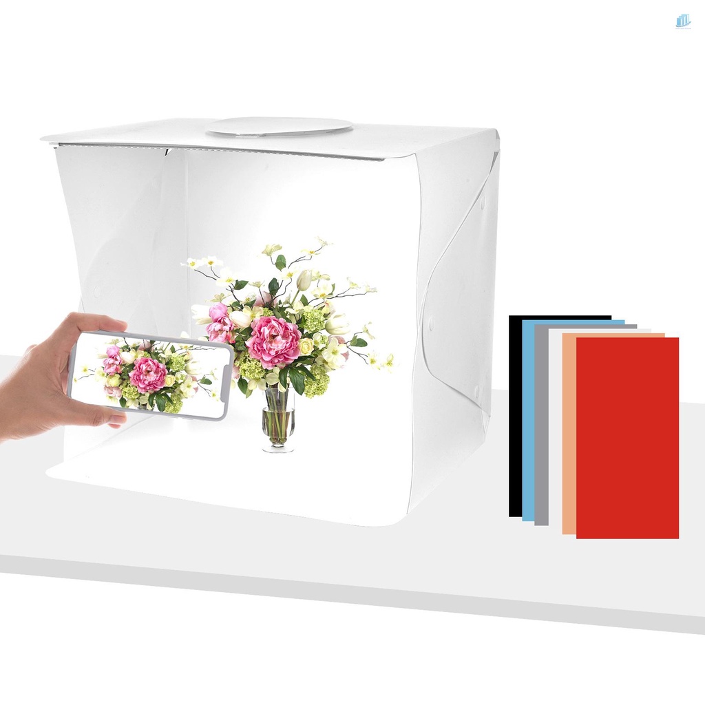 Hộp Đèn Chụp Ảnh Mini Andoer 40cm / 15.7inch 10W 5500K Với 6 Màu Có Kẹp Gắn Điện Thoại / Máy Tính Để Bàn