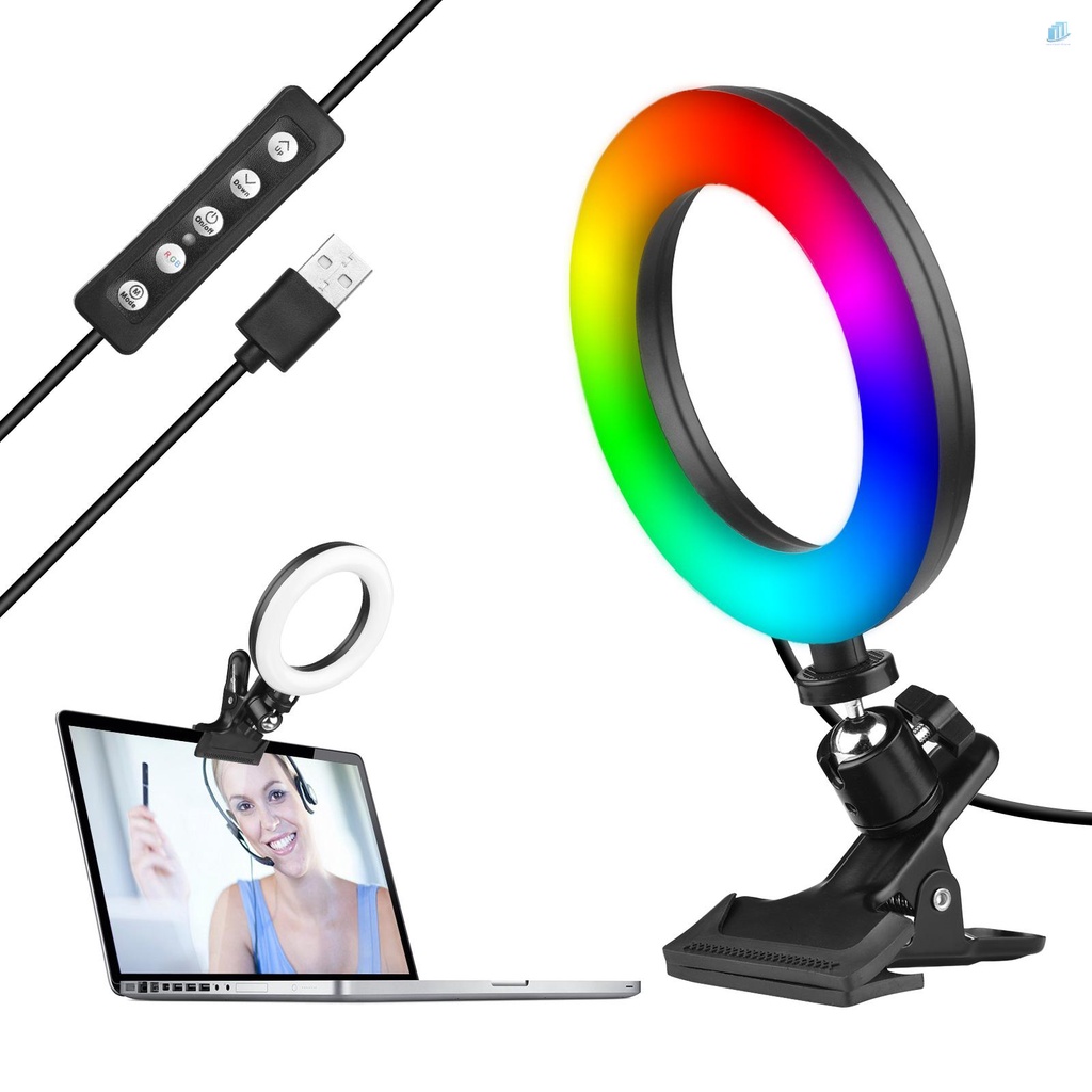 Bộ Vòng Đèn Led 6 Inch RGB + Kẹp Bi Màu Nhiệt Độ 2850K-6500K Có Thể Điều Chỉnh Độ Sáng Đa Chế Độ RGB