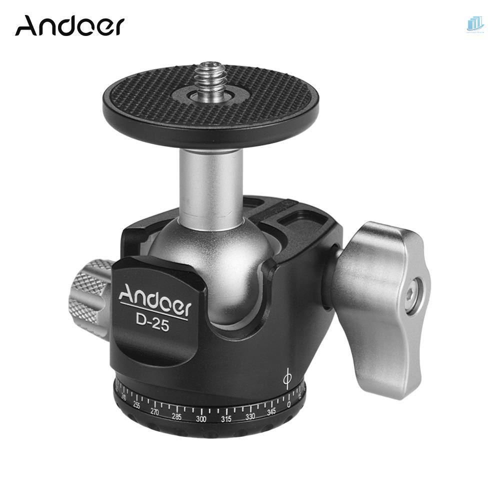 Chân Máy Ảnh Andoer D-25 CNC Hai Đầu Bi Mini Bằng Hợp Kim Nhôm Trung Tâm Trọng Lực Thấp Cho Manfrotto Vv Tripod Monopod DSLR ILDC
