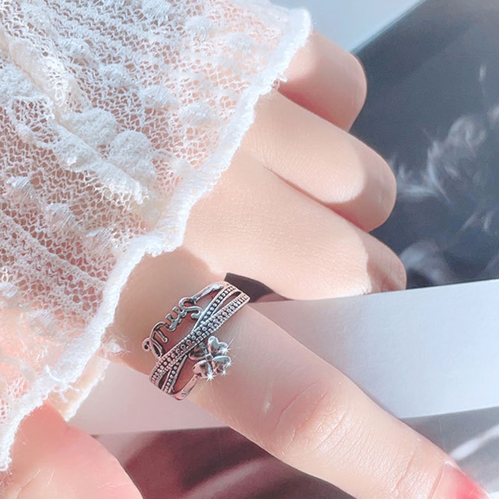 Nhẫn Hở Nhiều Lớp Thoải Mái Trang Trí Hình Cỏ 4 Lá Phong Cách Hàn Quốc Thời Trang