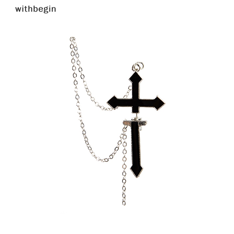 Đôi Khuyên Tai Dáng Dài Hình Thánh Giá Màu Đen Phong Cách Rock Cổ Điển Thời Trang Cho Tuổi Teen