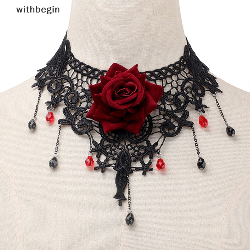 Vòng Cổ Choker Phối Ren Hoa Phong Cách Gothic Cổ Điển