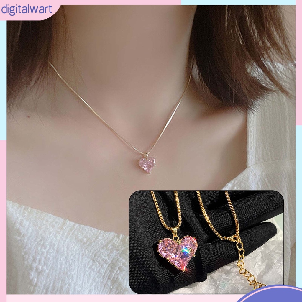 [IGT] Vòng cổ Mặt Hình Học Đính Đá Zircon Màu Hồng Lấp Lánh Chống Mài Mòn Không Gây Dị Ứng Dành Cho Nữ