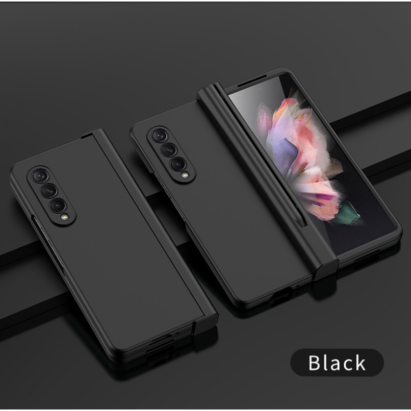 Ốp Điện Thoại Nhựa Kèm Ngăn Đựng Bút Cho Samsung Galaxy Z Fold 5 4 3 5G Kính