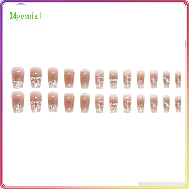 Móng Tay Giả Ngắn Nhẹ Nhàng Đính Ngọc Trai Dễ Thương Có Thể Đeo Vào Mùa Xuân/Móng Tay Giả 3d / Móng Tay Giả Kèm Keo Móng Dài/ nơ kèm keo dán dễ thương xinh xắn