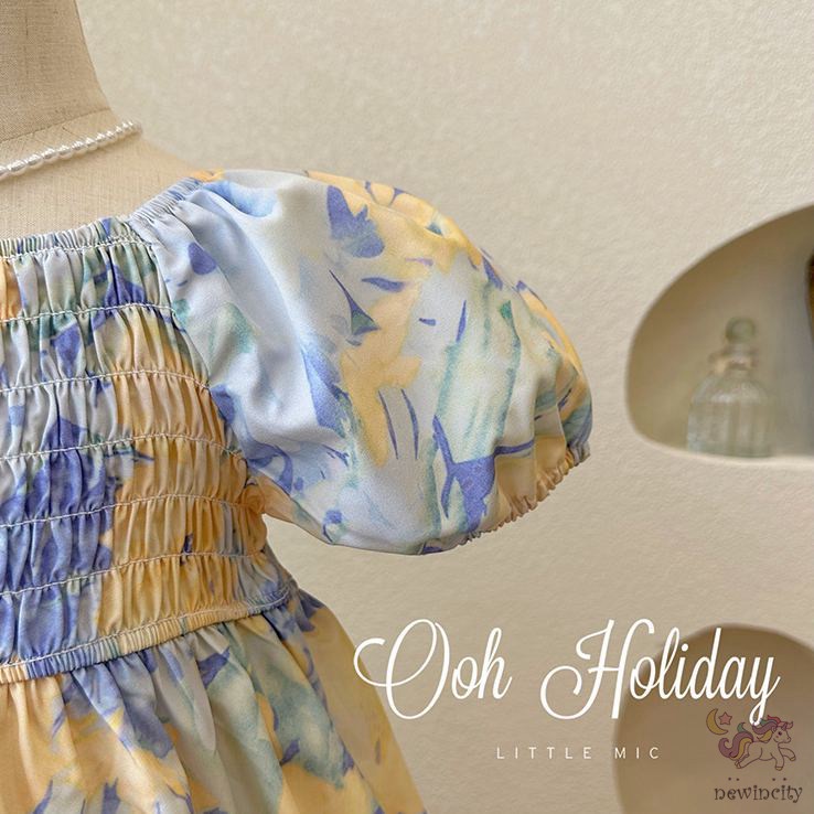 Đầm Công Chúa In Hoa Thời Trang Mùa Hè Hàn Quốc Cho Bé Gái