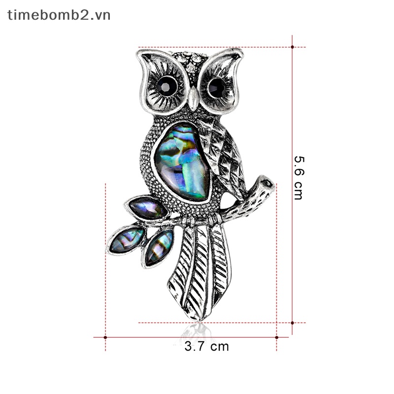 {Timebomb} Trâm Cài Áo Sơ Mi Hình Chim Cú Vỏ Sò Tráng Men Phong Cách Vintage Cho Đám Cưới