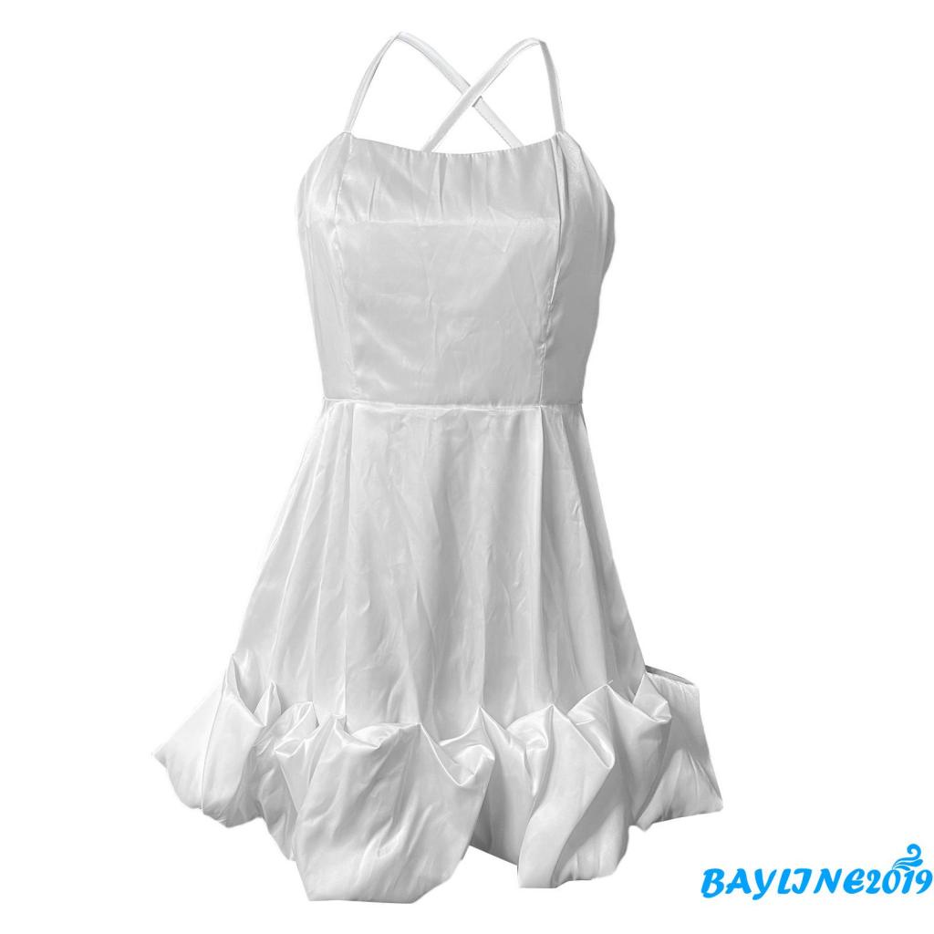 Bay-đầm Chữ A Mini Không Tay Phồng Hở Lưng Gợi Cảm