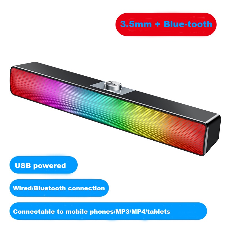 Loa Âm Thanh Vòm Siêu Trầm Có Đèn LED Kết Nối Bluetooth USB Cho PC Laptop Điện Thoại Máy Tính Bảng MP3