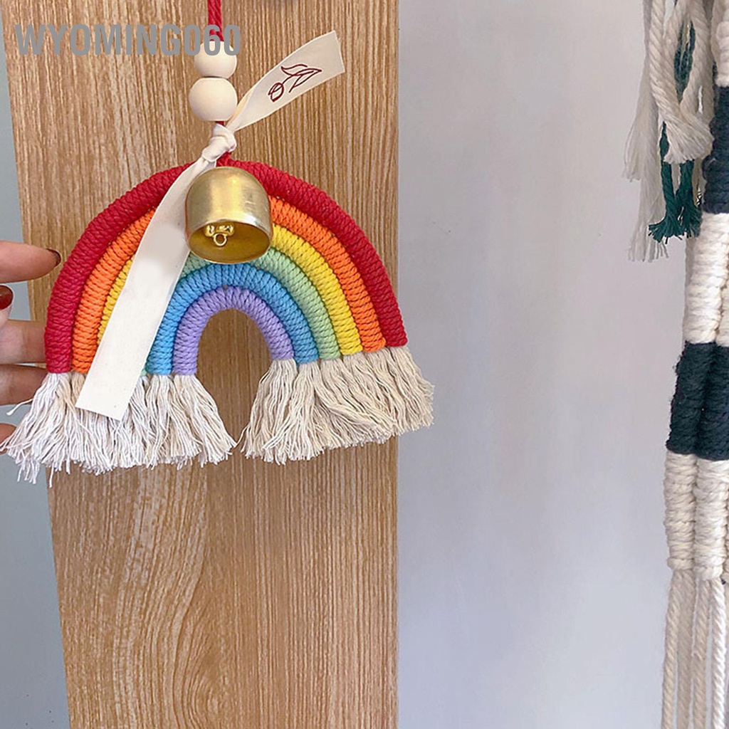 Wyoming060 Trang trí mặt dây chuyền ô tô dệt đầy màu sắc Dây đai đồng Chuông treo Mặt cho gia đình