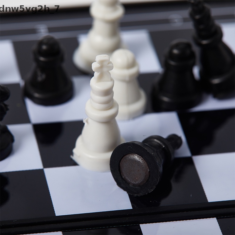 Dn 32pcs Mini cờ vua đặt gấp nhựa bàn cờ nhà ngoài trời di động Kid đồ chơi gh