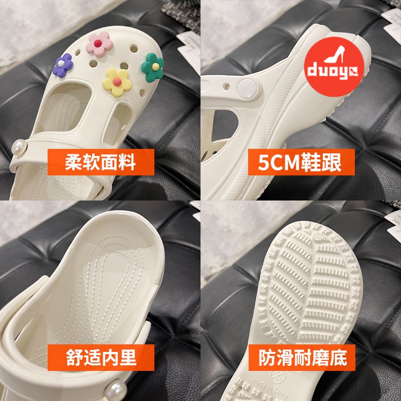 Dép Sandal Đế Dày Hai Quai Đính Hoa Dễ Thương Thời Trang Mùa Hè Dành Cho Bạn Nữ