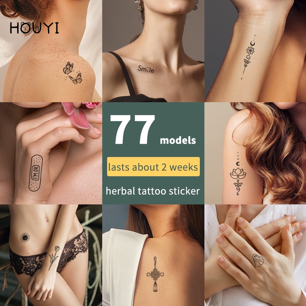 Set 5 Tấm Hình Xăm Dán Tạm Thời Họa Tiết Hoạt Hình 77 Phong Cách Đơn Giản