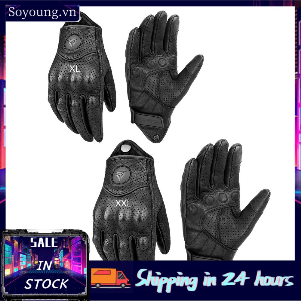 Soyoung Cycling Gloves  Sheepskin Motorcycle Abrasion Resistance Comfortable Windproof for Bike