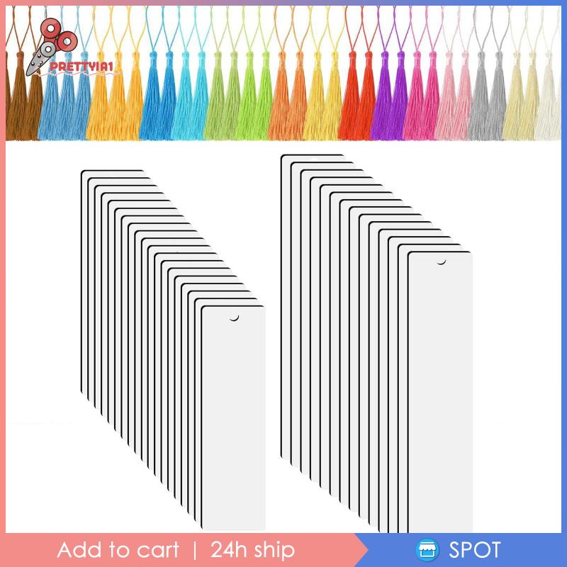 [Prettyia1] Thẻ Đánh Dấu Trang Sách Màu Trắng Kèm Tua Rua DIY