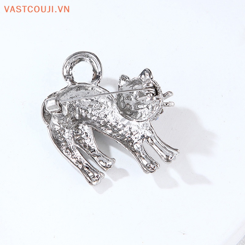 Ghim Cài Áo Hình Mèo Đính Đá Nhân Tạo Thời Trang