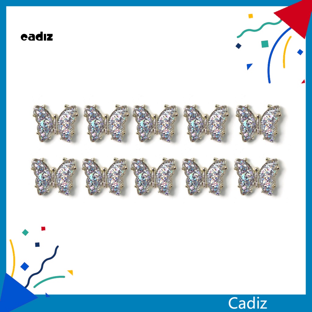 Set 10 Phụ Kiện Trang Trí Móng Nghệ Thuật Hình Bướm 3D Bằng Kim Loại Dễ Sử Dụng