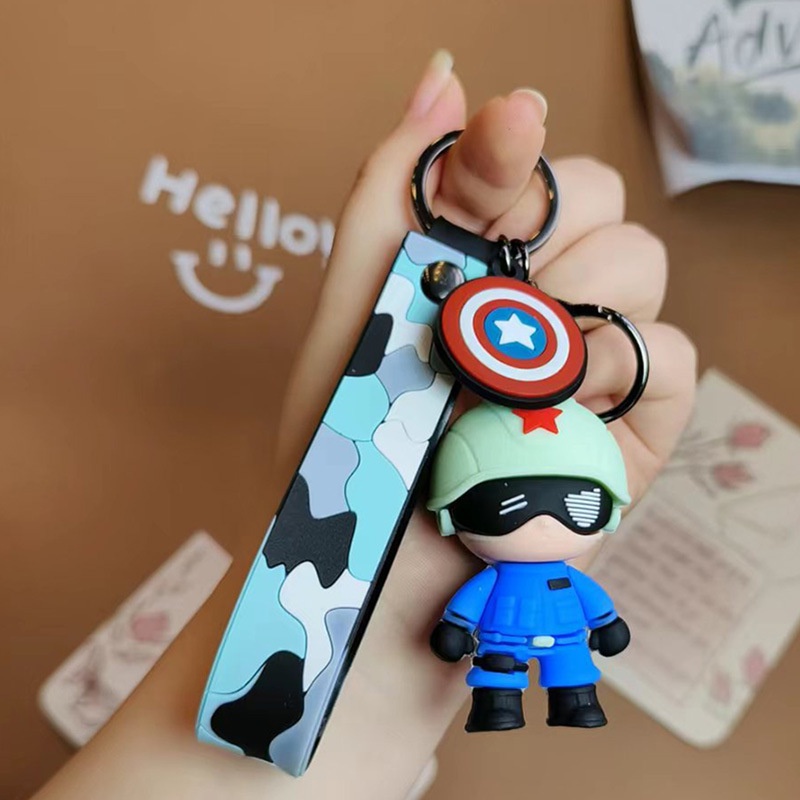 Móc Khóa Hình Búp Bê Nam Hoạt Hình Họa Tiết Rằn Ri Sáng Tạo
