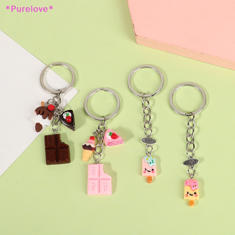 Móc Khóa Hình Bánh Kem / Trà / Kẹo / Món Tráng Miệng Handmade Dễ Thương Dành Cho Nữ Mới