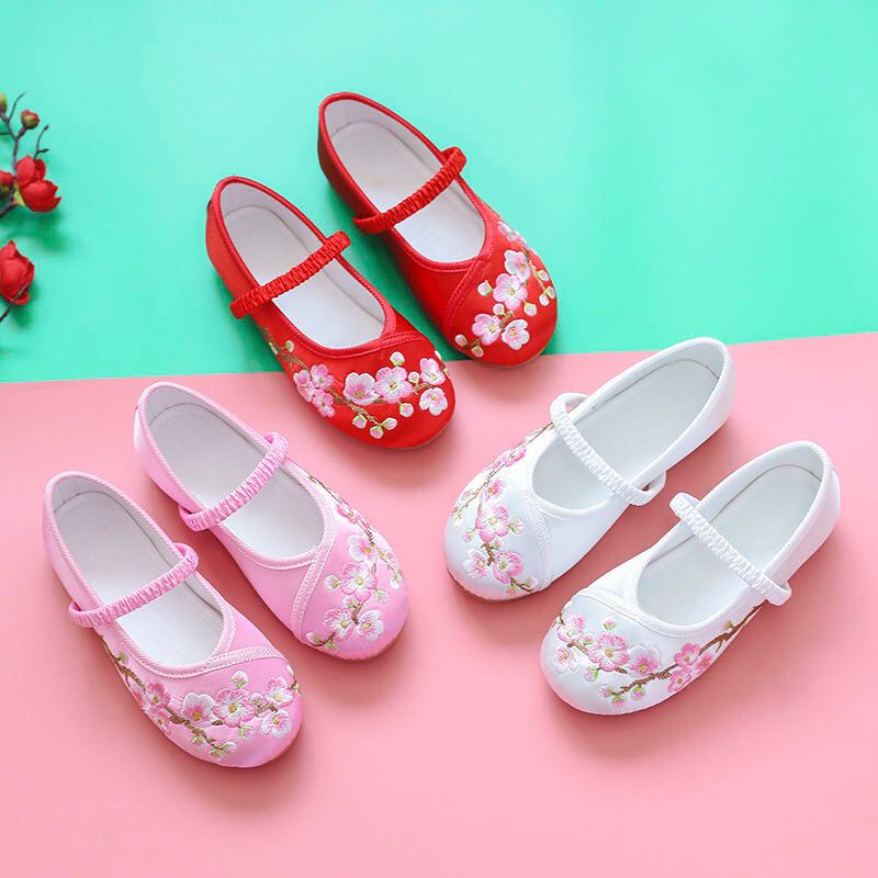 Giày Búp Bê Thêu Họa Tiết Phong Cách Trung Hoa Cổ Điển Xinh Xắn Dành Cho Các Bé