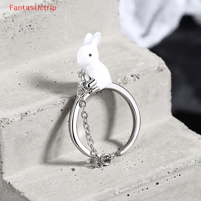 [Fantastictrip] Nhẫn Bạc 925 Dạng Hở Hình Thỏ Và Củ Cải Cá Tính Thời Trang Dự Tiệc Mới Cho Nữ