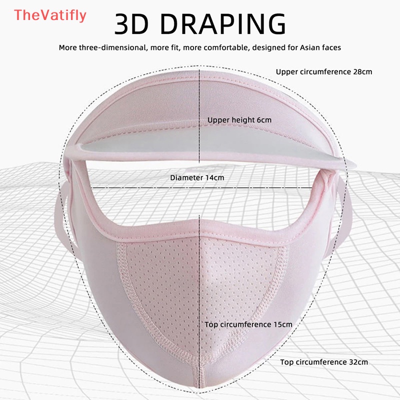 Khẩu Trang Lụa Lạnh Mỏng Thoáng Khí Bảo Vệ Toàn Diện Chống Tia UV Cho Nữ