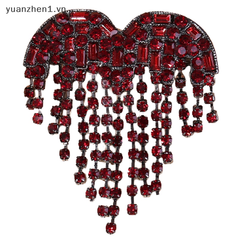 Ghim Cài Áo Kim Loại Hình Trái Tim Đính Đá Thời Trang Cho Nữ