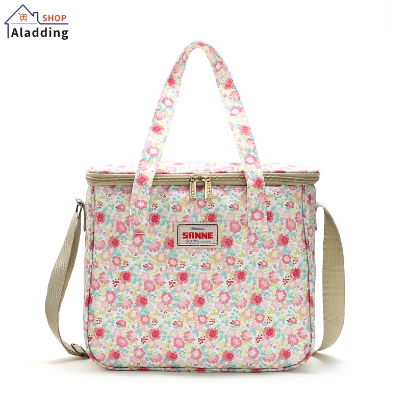Aladdin Túi Đựng Cơm Trưa Giữ Nhiệt Sức Chứa Lớn Bằng Lá Nhôm Họa Tiết Hoa Xinh Xắn Tiện Dụng Mang Theo Du Lịch Dã Ngoại
