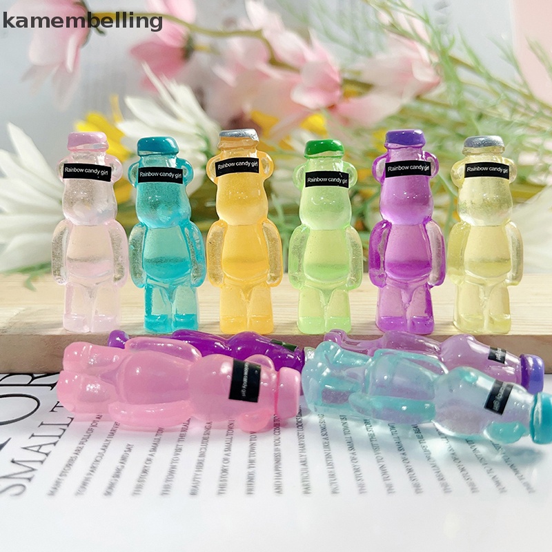 Kamembelling Bộ 5 Phụ Kiện Trang Trí Điện Thoại Hình Gấu Dạ Quang Bằng Nhựa Resin DIY