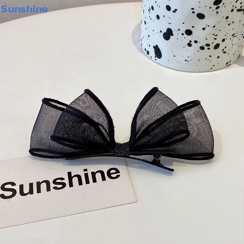 Kẹp Tóc Nơ Lưới Hai Lớp Màu Đen Thời Trang Dành Cho Nữ 2023