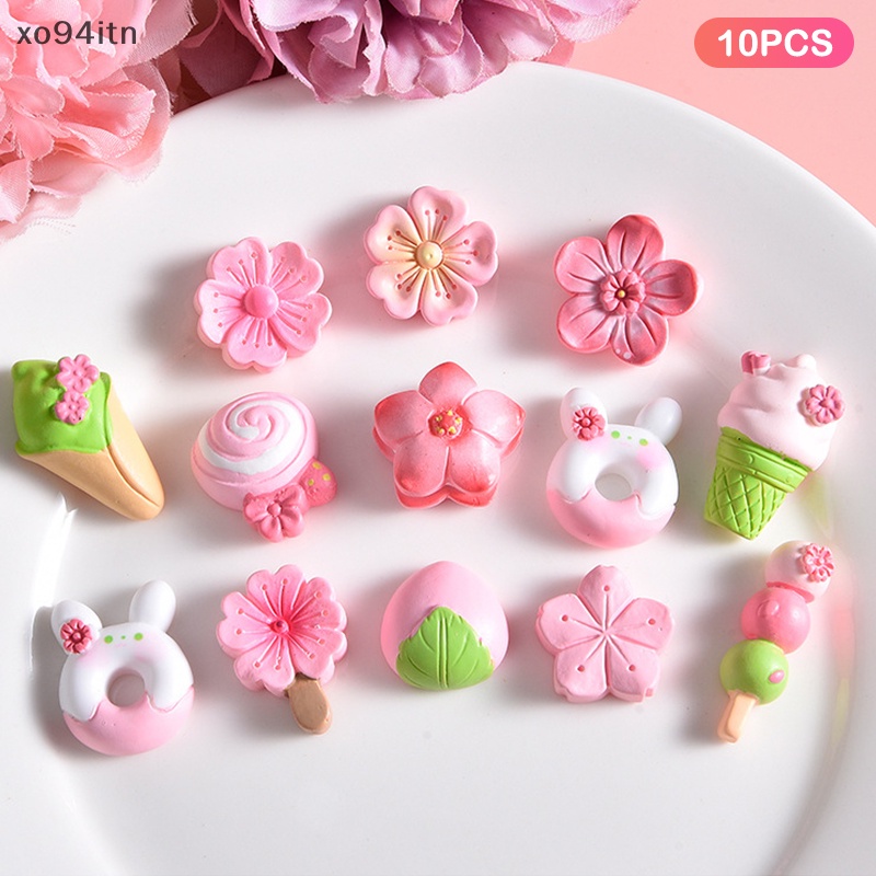 Set 10 Mô Hình Hoa Anh Đào Mini Bằng Nhựa Dùng Để Trang Trí Ốp Điện Thoại