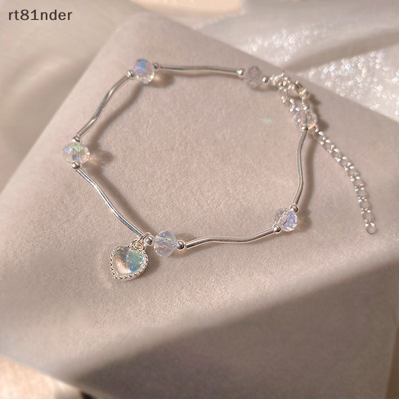 Rt Vòng Đeo Tay Đính Đá Pha Lê Trái Tim Nhiều Màu Sắc Ngọt Ngào Siêu Nữ Tính