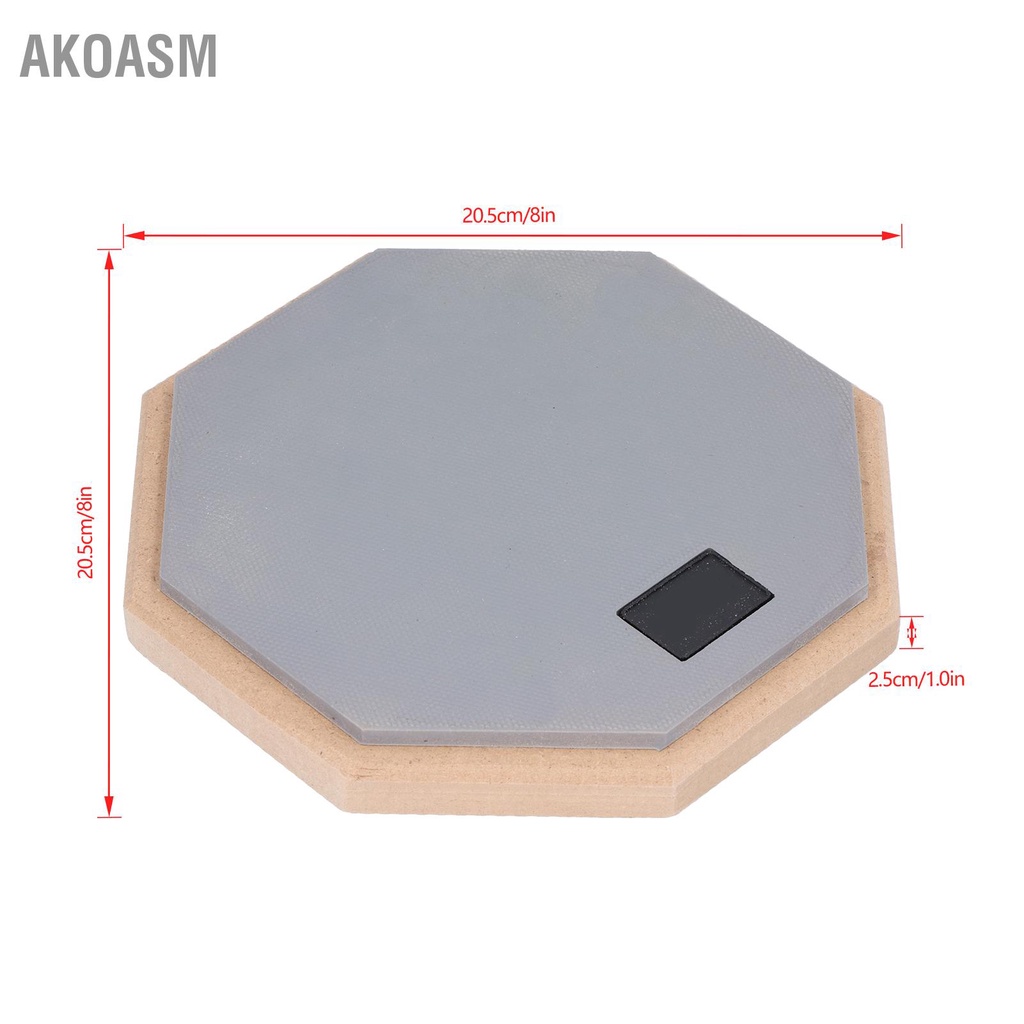 AKOASM 8in Dumb Drum Pad Bộ dụng cụ thực hành chuyên nghiệp bằng gỗ có thể điều chỉnh Khả năng chống trượt Chống sốc